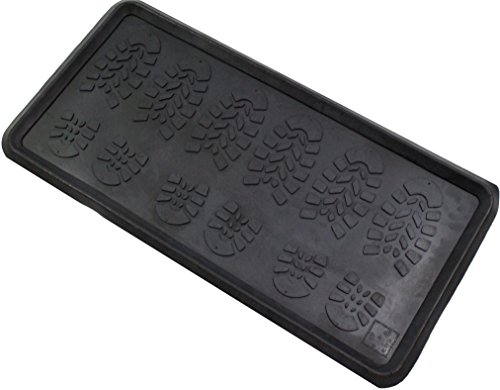 Envelor Home and Garden Rubber Snow Boot Tray All Weather Shoe Tray Indoor Outdoor Multi Purpose Plant Tray Pet Food Bowl Cat Litter Paint Tray Utility Floor Tray 16 x 30 Inches Foot Step 1 Pack