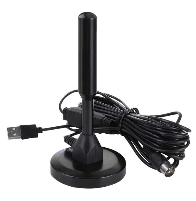 Riloer TV Antenna, Portable High Definition DVB T Gain Digital Freeview Tv Antenna Aerial with F Screw Connection + IEC Male Connector Adapter