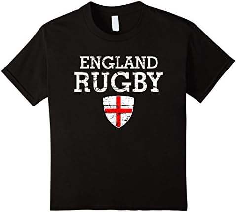 Kids England flag rugby tshirt 8 Black