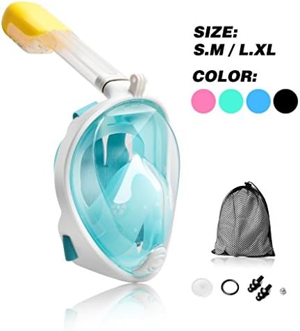 Seaview 180° GoPro Compatible Snorkel Mask- Panoramic Full Face Design. See More With Larger Viewing Area Than Traditional Masks. Prevents Gag Reflex with Tubeless Design (Green, Large/Extra Large)