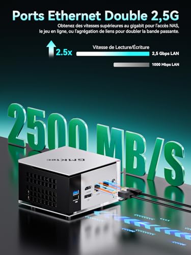 GMKtec M8 AMD Mini PC Ryzen 5 Pro 6650H 16GB LPDDR5 RAM + 512GB SSD PCIe3.0 NVME (Beat 7430U/5825U, 6C/12T 4.50GHz), Dual LAN 2.5GbE Desktop Computer, Oculink, USB4, HDMI, USB-C