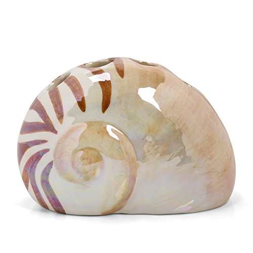 Minigift 4 Piece Sea Snail Ceramic Bathroom Accessory Set Soap Dish Soap Dispenser Tootbrush Holder Tumbler Cup Coffee