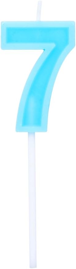Willcan Extra Length Happy Birthday Cake Toppers Colorful Numeral Candles, Classic Number 7 Blue Candles with Plastic stem for Party Celebration Decorating Cake Topper (Blue Number 7 Candles)