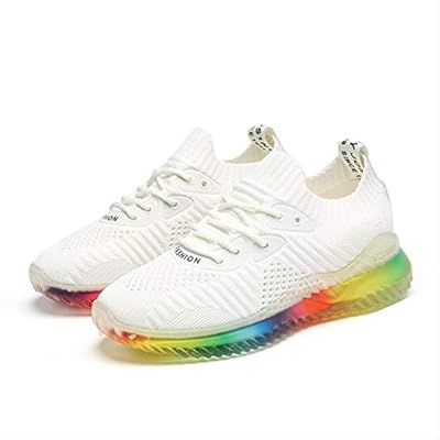 white shoes with rainbow soles
