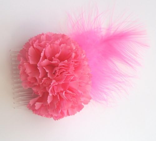HOT PINK FLOWER, FEATHER FASINATOR HAIR SLIDE COMB Weddings Races Party. WE HAVE 12 DIFFERENT COLOURS IN OUR STORE by Tangerine Fasinators