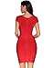 Meilun Women's Rayon Sexy Cap Sleeve Square Neck Bandage Dress Small Red
