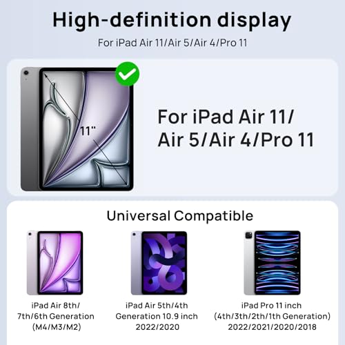 Gerutek Shockproof Case for iPad Air 11 inch M4/M3/M2 (2026/2025/2024)/Air 5th/Air 4th/iPad Pro 11 (4th/3rd/2nd/1st Gen), Heavy Duty Case with 360 Rotating Stand, Hand Strap and Shoulder Strap, Pen Holder, Black