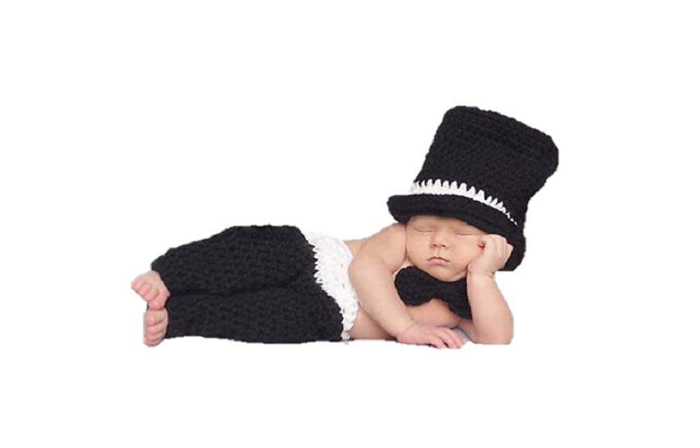 MATISSA Little Gentleman, Newborn Baby Crochet Knit Costume Photography Prop Hats and Outfits