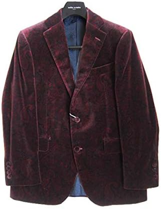 メンズジャケット ペイズリー プリント ベルベット ベロア ボルドー 50r 46c Ab5 48c Ab6 01