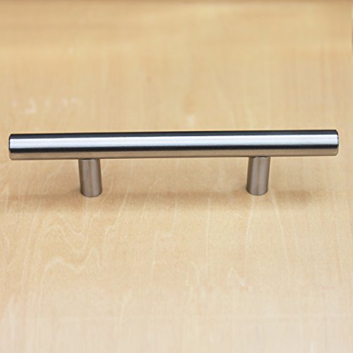 25 Pack - Hamilton Bowes Satin Nickel Cabinet Hardware Pull Handle - 3" (76mm) Hole Centers - 5-3/4" Overall Length - Euro Style