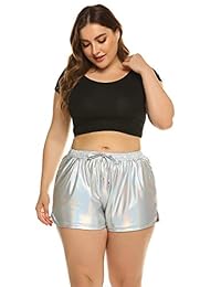 Rave Shorts Shiny Shorts Shorts metálicos calientes con cordón elástico talla grande para dama