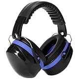 AmazonBasics Noise Reduction Safety Earmuffs Ear Protection, Black and Blue