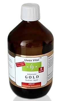 Kolloidales Gold 8ppm/250ml - Mit Gratis Spray Sprühflasche - Beste Qualität Durch Spezielles Verfahren - Höchstmögliche Rein