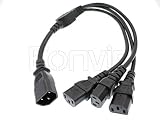 Eonvic IEC 320 C14 Male to 3 x C13 Female Y Splitter Power Cable 2ft