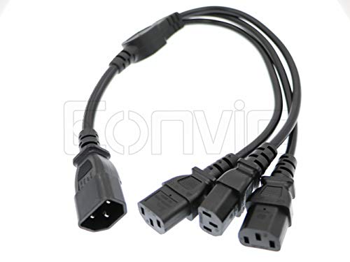 Eonvic IEC 320 C14 Male to 3 x C13 Female Y Splitter Power Cable 2ft