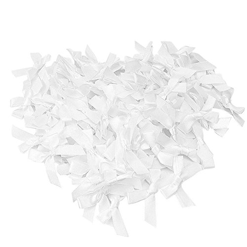 100pcs/Lot Handmade Small Polyester Satin Ribbon Bow Appliques Sewing Craft DIY Kids Girls Headwear Hair Accessories (White)