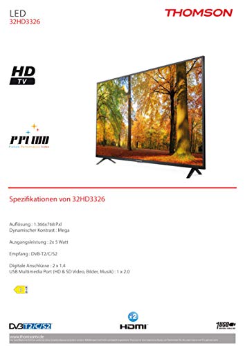 Thomson 32HD3326 80 cm (32 inch) LED-tv (HD, Triple Tuner, HDMI, USB), zwart - Afbeelding 7