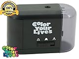 Pencil Sharpener Electric and Battery Operated-Best Quiet Portable Personal Electronic Sharpener for Pencils-3 Sharpness Settings-Heavy Duty-Office School Home-USB Plug- Free Coloring Books (Black)