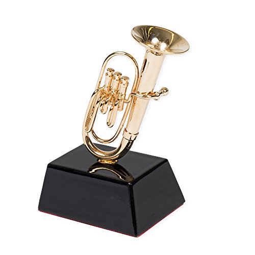 image for Broadway Gift Tuba Miniature Replica Gold Brass Tone 3 x 4 Resin Stone