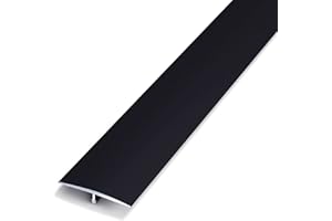 MIWOOYY Aluminum T Molding Floor Transition Strip 36 inch by 1 5/8 inch, Matte Black Doorway Edge Trim for Wood Vinyl Laminate Floors, Flat Cinch Seam Cover/Binder, 40mm Wide