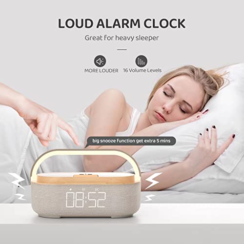 COLSUR Bluetooth Speaker with Digital Alarm Clock, Wireless Charger, FM Clock Radio, Adjustable
