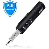 Bluetooth Adapter Receiver, KINDRM Portable Hands-Free Bluetooth 5.0 Audio Receiver Car Kits & Mini 3.5mm AUX Wireless Audio Adapter for Headphones Car Speakers/Home Stereo Music Sound System (Black)