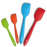 EXVI 4-Piece Heat Resiatant Silicone Spatula Set Non-Stick Rubber Spatulas Scraper With One Piece Solid Stainless Steel Core Design For Baking Or Cooking