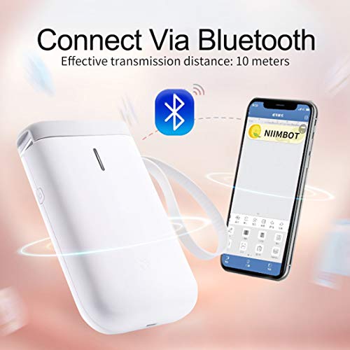 Portable Mini Handheld Thermal Label Printer, Wireless Bluetooth Label Maker USB Rechargeable for Office Home Store Organization (White, 1 Roll Paper)