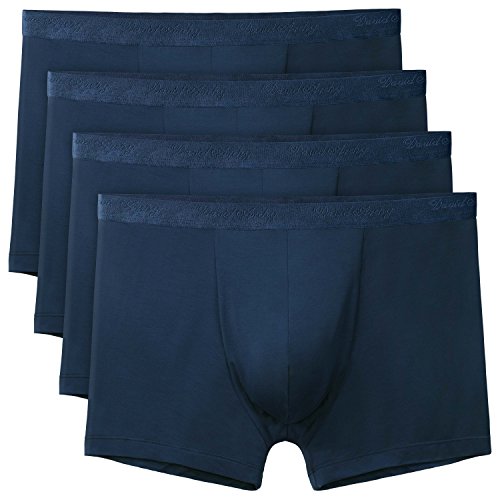 David Archy Men's 4 Pack Underwear Micro Modal Ultra Soft Trunks(M,Navy Blue)