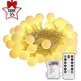 B-right Battery Operated String Lights Globe - 18ft 50 LEDs String Lights with Remote Control, Auto Timer Outdoor/Indoor String Lights for Bedroom Christmas Party Wedding,Warm White