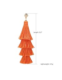 baublestar arete de borla hecha a mano Tiered hilo borla arete colgantes