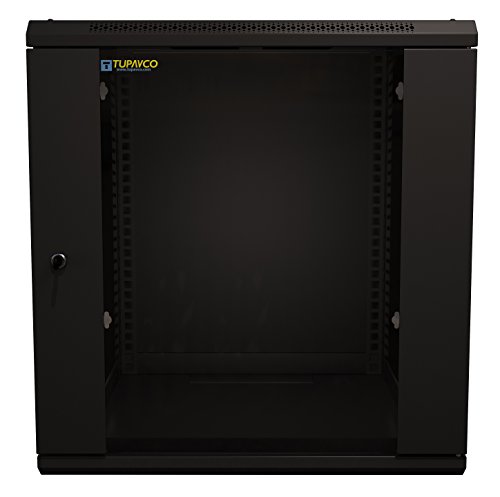 Server Rack Cabinet - 12U 19" - Tupavco TP1512 - Floor/Wall Mount Network IT Computer Electronics Media Equipment Storage Rackmount Enclosure with Glass Door and Sides Lock, Vent Fans; 17.7 inch deep
