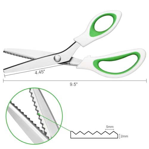 Pinking Shears for Fabric 9", Professional Zig Zag Scissors, Hardened Stainless Steel Craft Scissors for Sewing Fabrics Leather Craft Paper