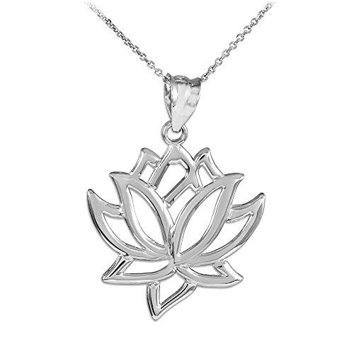 925 Sterling Silver Lotus Flower Pendant Necklace, 16"