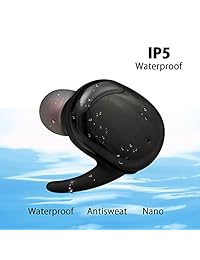 holiper inalámbricos con estuche de carga, estéreo Bluetooth auriculares con micrófono para correr conducción Ciclismo Gimnasio Ejercicio iPhone iPad portátiles y teléfonos inteligentes, Negro