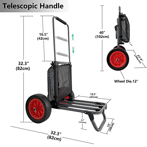 Bonsing Beach Trolley Cart, Foldable HeavyDuty Beach Cart with 12 Inch