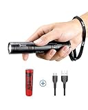 WUBEN 1200 Lumens LED Flashlight USB Rechargeable (18650 Battery Included) IP68 Waterproof Ultra Bright Tactical Flash light Torch 5 Lighting Modes for Outdoor Camping Hiking Cycling