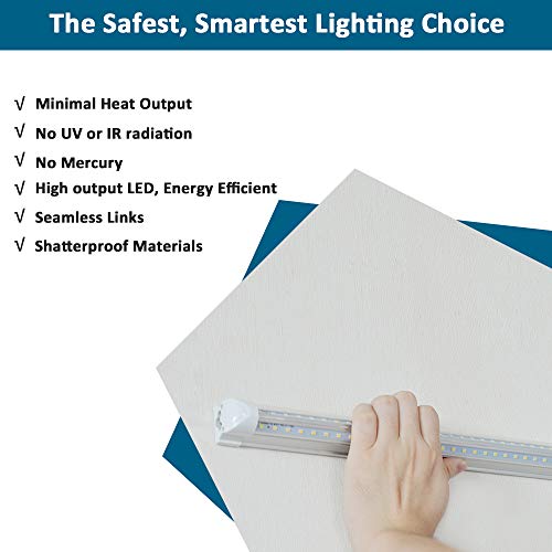 T8 1 Foot LED Light Fixture for Under Cabinet, 6W, 6000K, Cold White, Led V Shape Integrated Tube Lights, Read, Closets, Hallways, Stairways, Clear Lens, 1 Pack