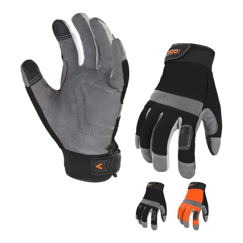 Vgo 3Pair Safety Work Gloves, Light Duty Mechanic Gloves (Size XL