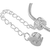 RUBYCA 10pcs White Silver Plated Clip Lock Stopper Chain Clasp Beads fit European Charm Bracelet 130