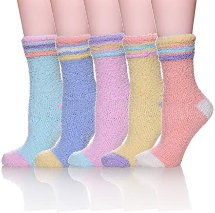 DoSmart Women's Super Soft Warm Cute Fuzzy Winter Crew Slipper Socks 4 Pairs