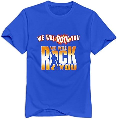 TWSY Men's We Will Rock You T-Shirt RoyalBlue US Size M,100% Organic Cotton