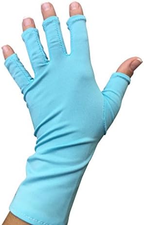 UV Gloves, Fingerless Protection for Nails Gel Manicure, Ultra Violet Polish and Acrylic Dryer Lamps Turquoise Blue