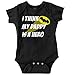 Brisco Brands I Think My Daddy is a Hero Superhero Newborn Baby Boy Girl Romper Black