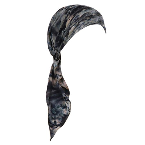 GBSELL Women's India Muslim Tie-dye Long Chemo Hat Turban Cancer Scarf Headwear (Gray)