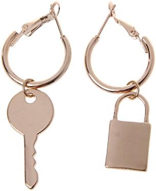 Longsw 1 Pair Lock And Key Mismatch Drop Earrings For Women Bff Simple Fashion Jewelry