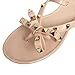 Women Stud Flat Flip-Flops Rivet Bow Sandals Beach Jelly Slip On Thong Shoe Nude