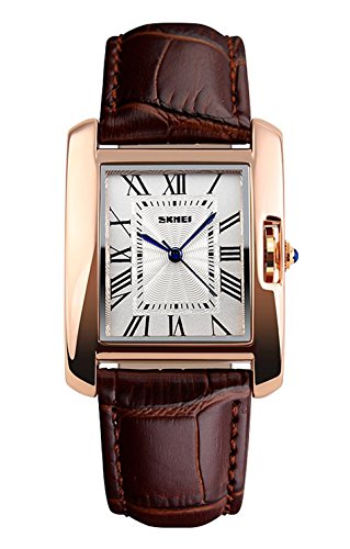 MaDong Women's Luxury Square Rose Gold Case Quartz Waterproof Leather Watch MDWH3