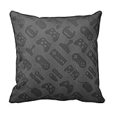 Gamer Pattern Black Pillow Cover 18X18 inches