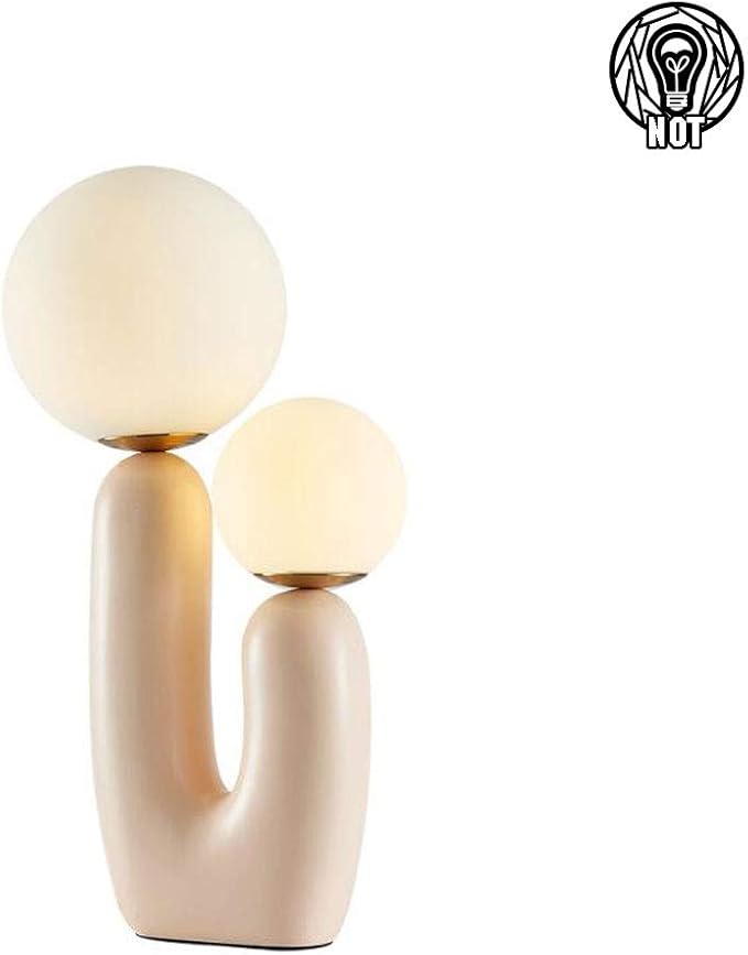 Simplicity Cute Cactus 2 Light Table Lamp Modern Bedside Desk Light Nightstand Lantern For Bedroom Office Glass Lampshade With Ball Amazon Co Uk Lighting